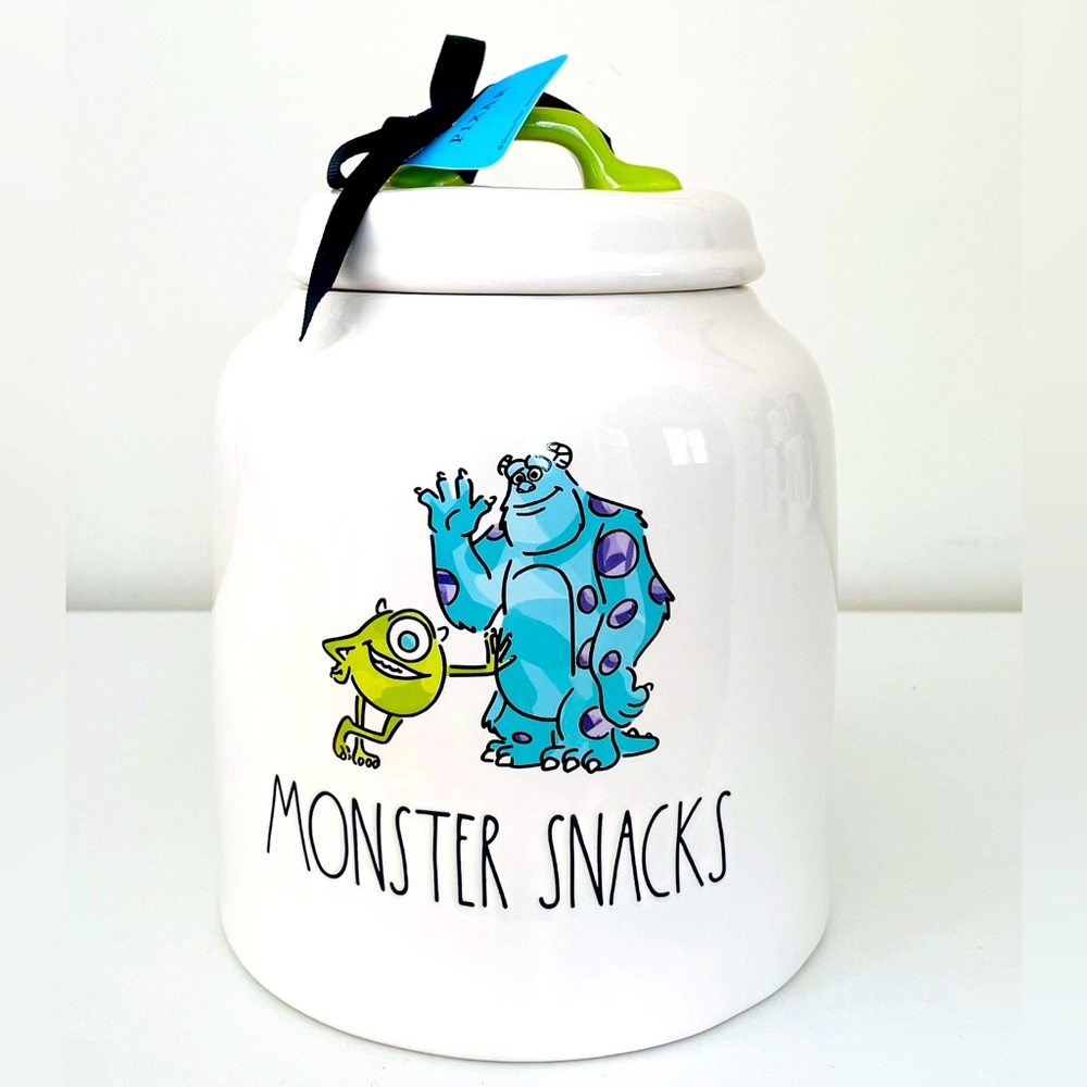 Rae Dunn Disney Pixar Monsters Inc Monster Snacks Cookie Canister Mike & Sully - Picture 2 of 5